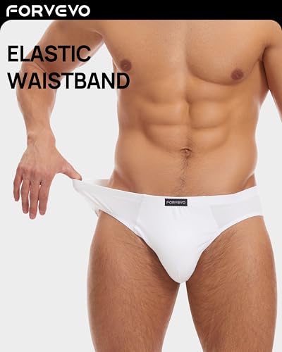 Forvevo Men's Underwear Briefs, Cotton Mens Underpants, Breathable Stretch Waistband Soft No Labels Briefs Slips Underwear With Pockets 4 Pack (White, M) - 4