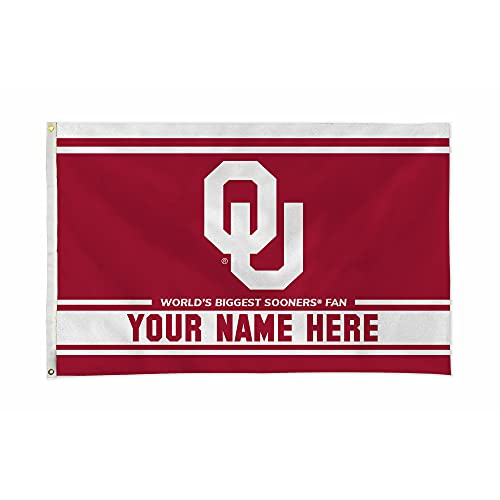 Rico Industries NCAA Oklahoma Sooners Personalized - Custom 3' x 5' Banner Flag - Made in The USA - Indoor or Outdoor Décor