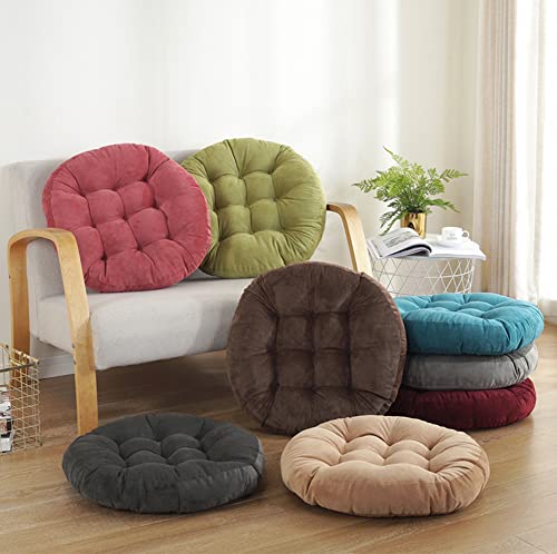 Round Floor Seat Pillows Cushions 22" X 22", Soft Thicken Yoga Meditation Cushion Pouf Tufted Corduroy Tatami Floor Pillow Reading Cushion Chair Pad Casual Seating For Adults & Kids, Rose Red #TOP6