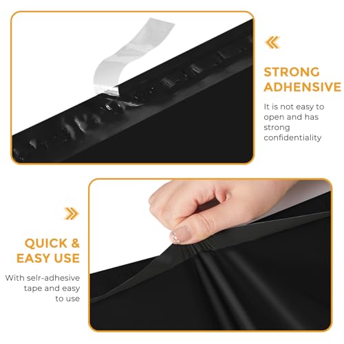 Image of Metronic Poly Mailers 10X13 1000 Pack, Bulk Shipping Bags Heavy Duty Self Seal Waterproof Tear Weather Resistant Medium Mailing Envelopes, Packaging bags for Small Business, Boutique, Clothing,Black
