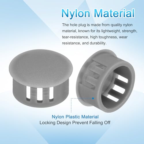 Image of uxcell 100pcs Nylon Plastic Hole Plugs, 5 /7 inch(18mm) Round Drill Screw Hole Plugs Covers Knockout Locking Plastic Plugs Insert End Caps for Kitchen Cabinet Furniture, Deep Grey