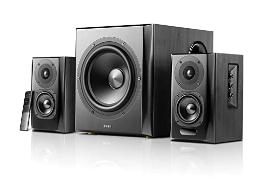 Edifier S351DB   Altavoz de estantería y sistema de subwoofer 2.1, Bluetooth, 150 W RMS, graves medios duales de 3.5 pulgadas y tweeters de 0.75 pulgadas más subwoofer de 8 pulgadas, entradas dobles
