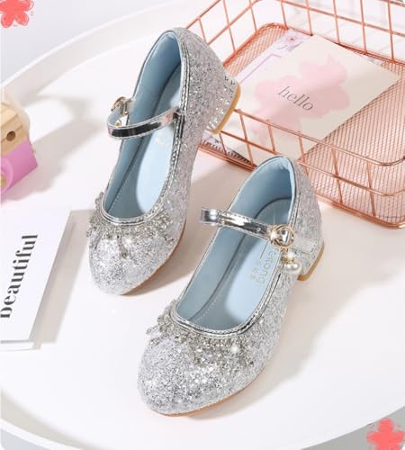Girls Princess Low Heel Dress Shoes Glitter Party Flower Wedding Mary Jane Pumps for Toddler Little Kid3