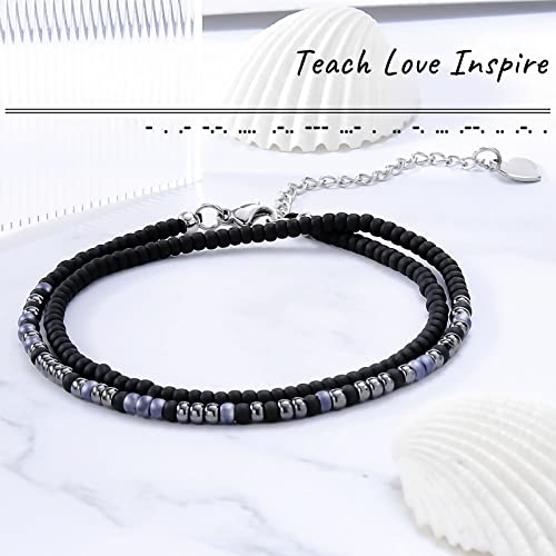 Image of Btysun Inspirational Morse Code Bracelets for Women Men Teen Girl Gifts Best Friend Birthday Gifts for Him Her Adjustable Layered Secret Message Sister Bff Girfriend Sister Christmas Jewelry