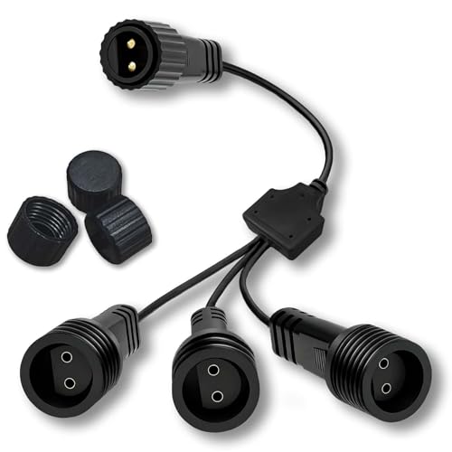 Joycome Connettore Luci Natale, 1-a-3 2 Pin Splitter Luci di Natale, IP65 Impermeabile 4 Vie Connettore per Luce di Natale per Esterno e Interno Luce Stringa Catena Luminosa