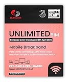 Three Unlimited Data SIM - Uncapped 5G - Preloaded MONTHLY Until April 2026 - Plug & Play for Routers & Phones - Access to Three & Vodafone - Connects to the Strongest Signal available