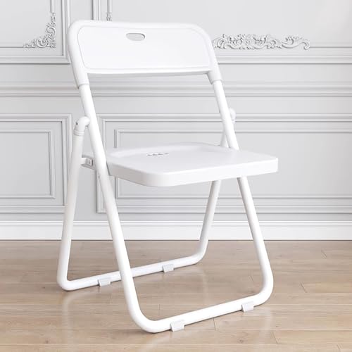 TY&WJ Pack De 6 Sillas Plegables De Plástico,Silla De Comedor Apilable Portátil con Estructura De Acero 300Lb Silla De Visita para Eventos Oficina Boda Fiesta,Blanca,6 Pack