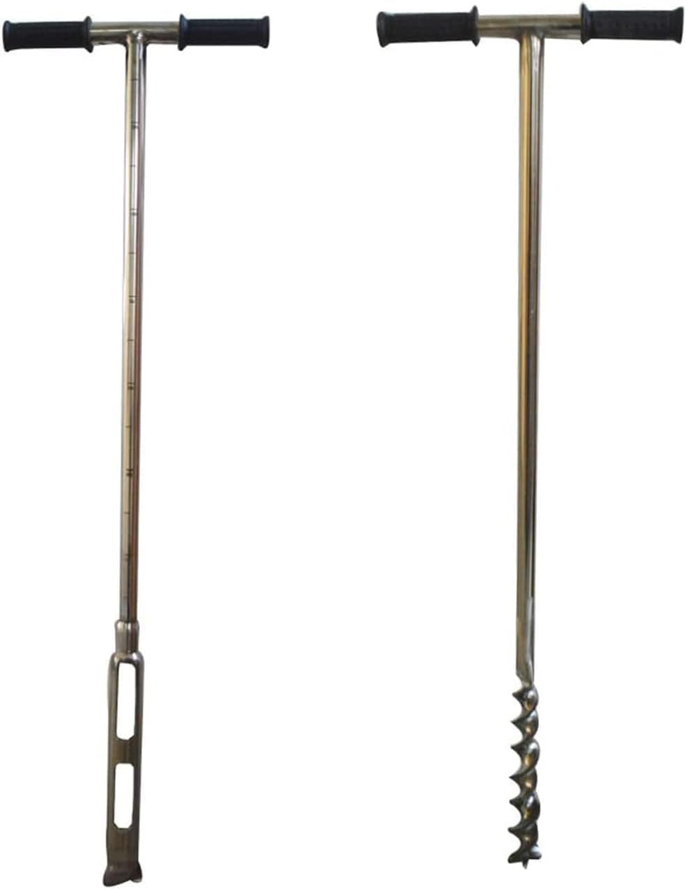 INTBUYING 40'' Soil Sampler Probe Soil Test Probe, 2in Dia 11.8inch Dutch Type Probe and 1.7’’ Dia 9.8inch Twist Type Probe