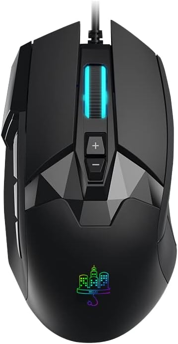 MOJO Pro Performance Silent Gaming Mouse - Wired Mouse with 9 Programmable Buttons Including Sniper Key, 12000 DPI, 1000 Hz, Force Adjustable, Custom Profiles