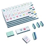 My Mahjong Trove 160 Acrylic 4 Layer Engraved American Mahjong Tiles Set with Carrying Bag and Accessories, 1.26’’ Mahjong Tile Set (Green)