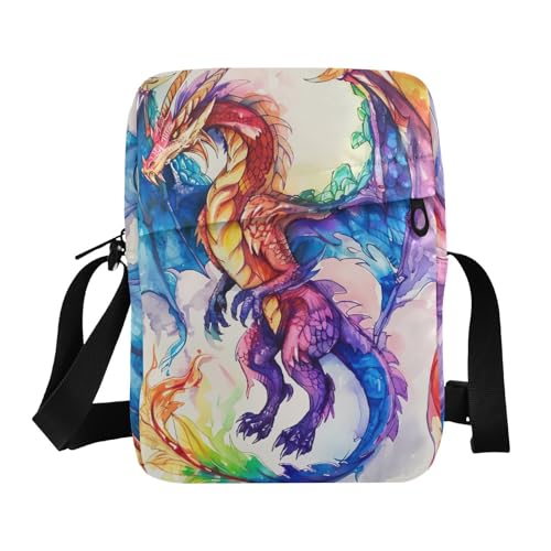 Crossbody Bag Colorful Rainbow Dragon Messenger Bag for Women Men Purse Shoulder Bag Satchel Bag with Adjustable Strap 202b6007