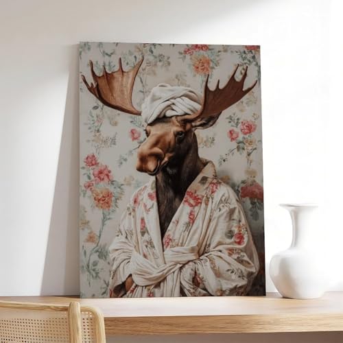 Poster sur toile élan en peignoir décoration murale design 40x60 - 7