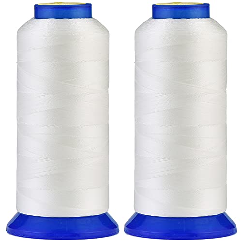 Selric [3000 Yards / 30 Colors Available] Pack Of 2 Uv Resistant High Strength Polyester Thread #69 T70 Size 210D/3 For Upholstery, Outdoor Market, Drapery, Beading, Purses, Leather (White) #TOP30