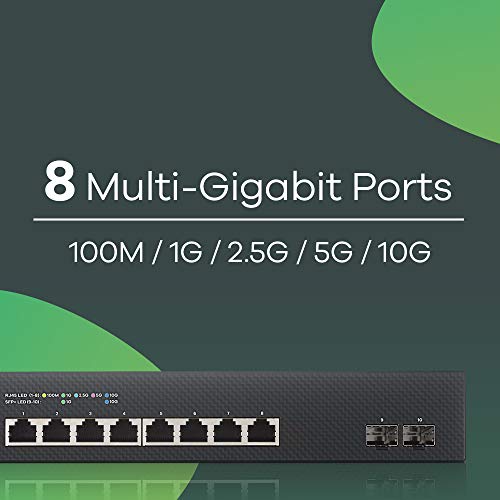Image of Zyxel 8-Port Multi-Gigabit Switch | Smart Layer 2+ Managed | 8X RJ-45 | 2X 10G SFP+ | Optional Nebula Cloud | Rackmount | Ethernet Network Splitter [XS1930-10]