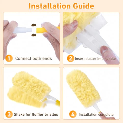 Image of Duster Refills for Swiffer Duster, 50 Count Heavy Duty 2 Side 360 Dusters Refill Kit with 1 Handle, 4X Microfibers, Disposable Multi-Surface Duster for Cleaning Furniture Blinds Ceiling Fan