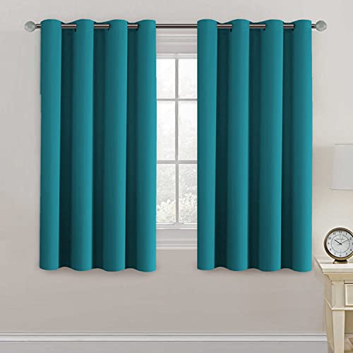 Image of H.VERSAILTEX Blackout Curtain for Living Room Thermal Insulated Window Treatment Curtain 54 inch Length Energy Saving Solid Grommet Top Blackout Drape, One Panel, Turquoise Blue, 52 inch W x 54 inch L