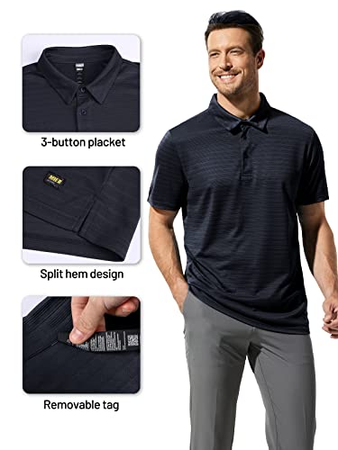 MIER Camisas polo masculinas de secagem rápida de poliéster de manga curta casuais camisas de golfe