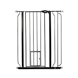 Carlson 36' Extra Tall Walk Through Dog Gate for Doorways & Bottom of Stairs, Metal Pet Gate with Small Pet Door, Expands 29.5”–36.5”, Black