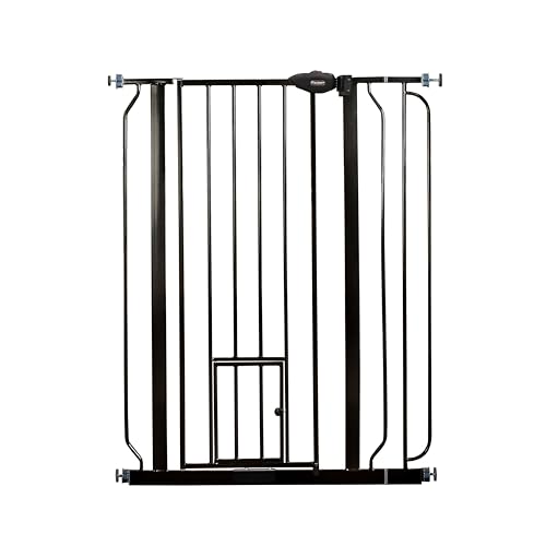 Image of Carlson 36" Extra Tall Walk Through Dog Gate for Doorways & Bottom of Stairs, Metal Pet Gate with Small Pet Door, Expands 29.5”–36.5”, Black