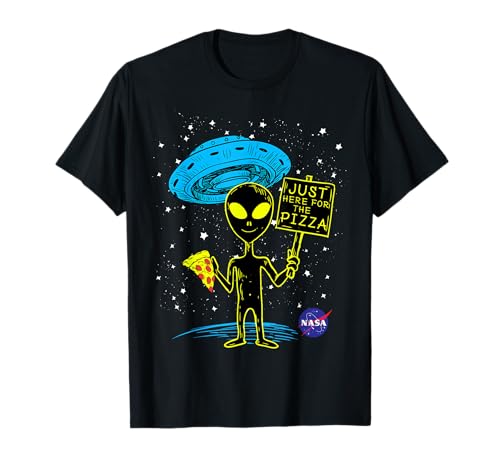 NASA UFO Alien Just Here For The Pizza Graphic T-Shirt T-Shirt