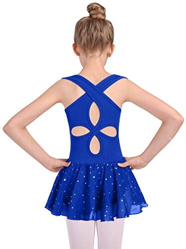 DYUAI Girls Hollow Back Dance Ballet Leotard Dress with Glitter Skirt(KD6020,L,05)