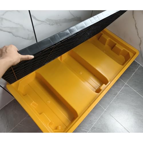 Vassoio resistente rimovibile per fuoriuscite di olio, impilabile, a basso profilo, piattaforma di contenimento per 2 tamburi, postazioni di lavoro modulari per garage e fabbrica (125 x 65 x 17 cm)