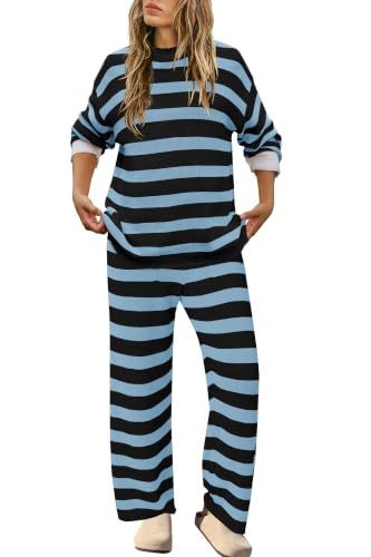 Image of SENSERISE Womens Striped Set Sweater Lounge Sets