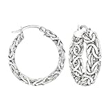 Ross-Simons Sterling Silver Byzantine Hoop Earrings, Earrings for Women, Silver Jewelry, Christmas, Birthday Gift, 1