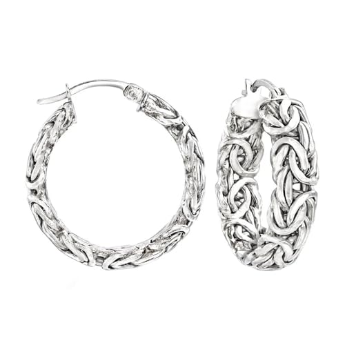 Ross-Simons Sterling Silver Byzantine Hoop Earrings, Earrings for Women, Silver Jewelry, Christmas, Birthday Gift, 1