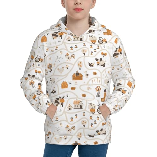 Farm Map Kid Hoodies Boys Sweatshirts Girls Pullover with Pocket
