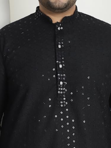 Image of SOJANYA Plus(Since 1958) Men's Cotton Relaxed Fit Straight Radiant Elegance Sequinned Kurta for Navratri, Garba & Puja