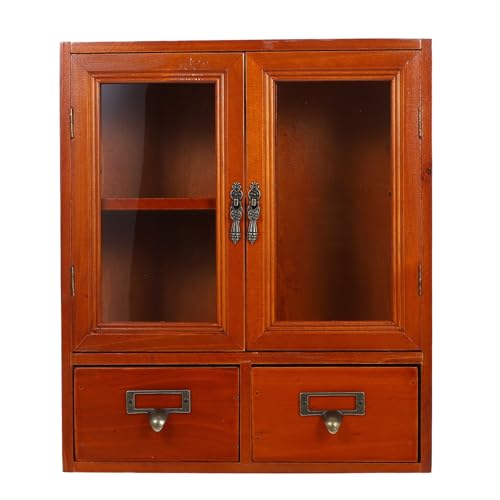 HOOWIFFY Armario de Pared de Madera Vintage Doble Puerta Armario de Almacenamiento para Encimera Mueble Expositor Compacto para Dormitorio Decoración Funcional Hogar