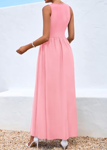 Image of KIRUNDO Summe Sleeveless Maxi Dresses for Women 2026 Spring Wedding Guest A Line Tank Elegant Flowy Beach Long Sundress