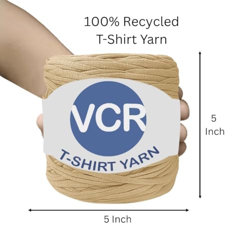 Image of VCR Light Beige Big T-Shirt Yarn, 100 Meters Length, Recycled & Fashionable Craft Yarn, Pack of 1, Suitable for Crochet, Knitting & DIY Bags, Baskets, Cushions & Home Decor Projects