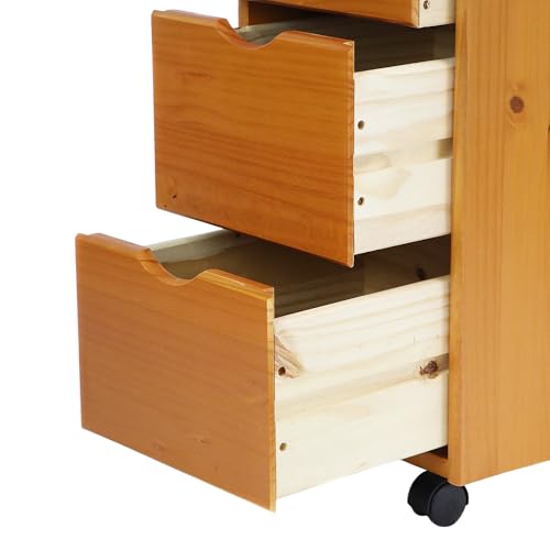 image for Jela-USA Jela Solid Wood 6+2 Drawer Roll Cart in Med Pine - Modern/Con