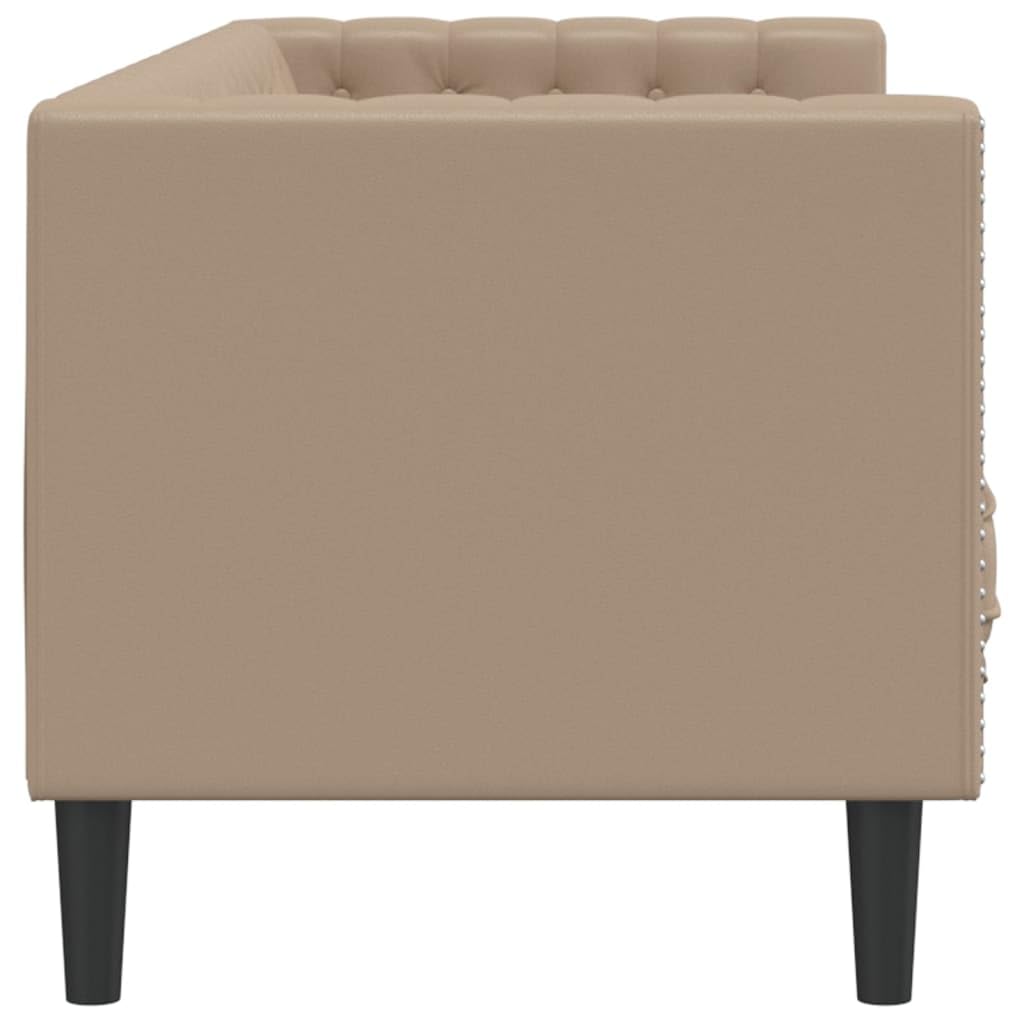 Poltrona Chesterfield a 3 Posti Cappuccino in Similpelle,Divano,Divano da Soggiorno,Design Moderno,Divano Posti Economico-372671