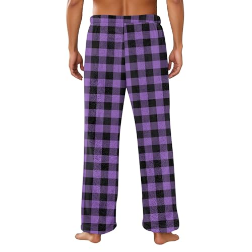 Mens Microfleece Pajama Pants Flannel Cotton Buffalo Plaid Comfy Lounge Pants PJ Bottoms with Pocket3