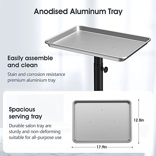 Premium Aluminum Instrument Salon Tray Tattoo Rolling Tray Station-Silver - Image 4