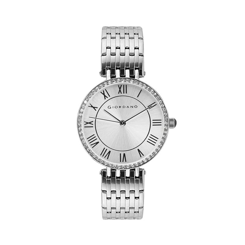 Giordano Eleganza Collection Round Analog Watch for Women, Diamond-Set with Metal Strap Ladies Water Resistant Wrist Watch - A2083 (B0D7Z98YV1) Amazon Price History, Amazon Price Tracker