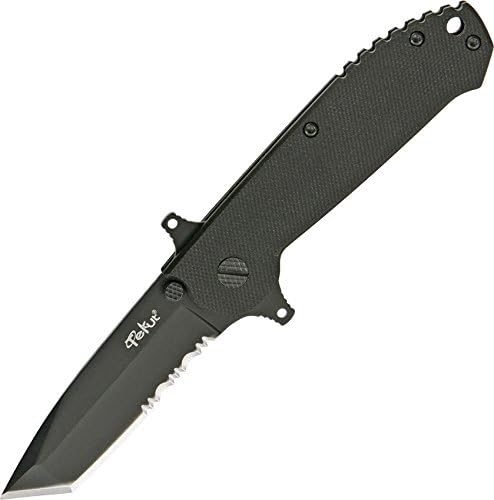 Ares Son Linerlock Fold Knife, Stainless Partially Serrated Tanto Blade, Black G-10 LK5073