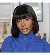 Amazon.com : 250 Density Layered Bob Wig Human Hair With  display picture 2