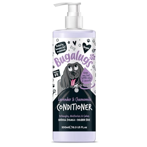 Bugalugs - Acondicionador para Perros - 500ml - Aroma Lavanda y Manzanilla - Suaviza e Hidrata el Pelaje - Sin Parabenos ni Siliconas - Ideal para Piel Sensible y Uso Diario en Todo Tipo de Raza