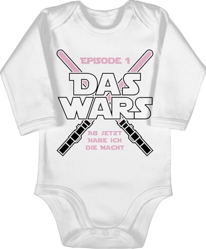 Baby Body langarm M&auml;dchen Junge - Zur Geburt - Das Wars Jetzt habe ich die Macht - 3/6 Monate - Wei&szlig; - pullerparty geschenk born spr&uuml;che babybody babygeschenke pregnancy episode 1 strampler
