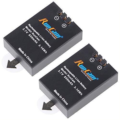 RunCam 850mAh 3.7V Removable Camera Battery for RunCam 2/RunCam 2 4K/Scope Cam Lite/Scope Cam4K, Rechargeable Li-Ion Battery (2PCS Batteries)