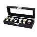 WYZQ Boîte à Montres, boîte à Montres en Cuir à 6 Fentes, Organisateur de Bijoux en Verre, Noir