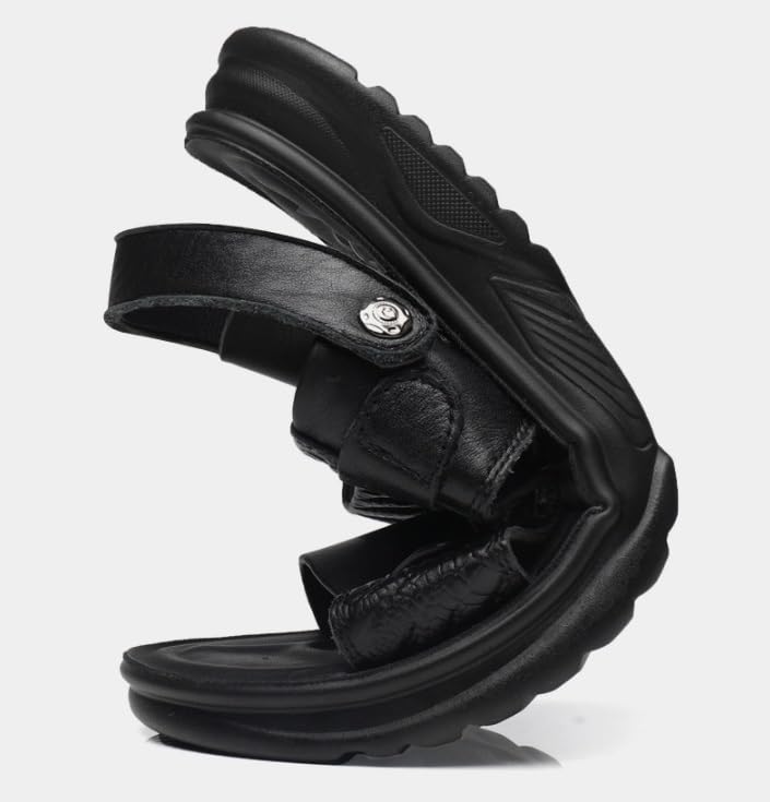 VOODUE Mens Hiking Sandals Genuine Leather Men's Sandals Soft Non Slip Slippers Wear Resistant Big Size Sandals (Color : Brown, Size : 41)3