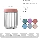 INSETLAN 16oz Glass Overnight Oats Containers with Lids – 6 Pack, Ribbed Glass Mason Jars for Meal Prep, Food Storage Containers for Chia Pudding, Yogurt, Snacks, Fruit & Vegetables, Milk
