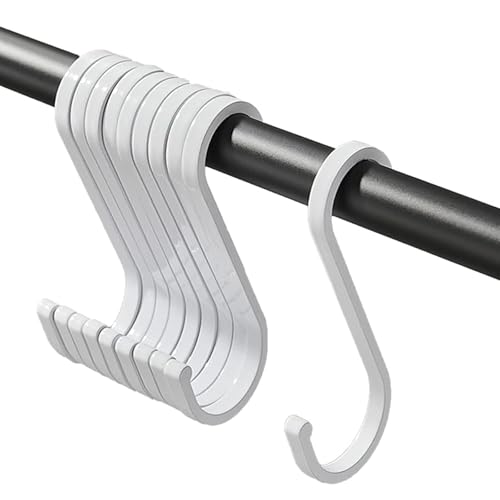 S Hooks S Shaped Hooks Heavy Duty for Hanging Pots and Pans, Plants, Coffee Cups, Coats, Bags, Towels in Kitchen, Bedroom, Office, Garden, Bathroom, 10 Pcs (White)