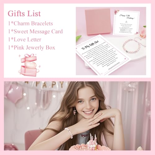 Image of Birthday Gifts for Girls Bracelets, Beaded Bracelets as 1 3 4 5 6 7 8 9 10 11 Year Old Girl Birthday Girls Presents, Adjustable Pearl Bracelet with Letter as Birthdays Girl for Daughter Niece