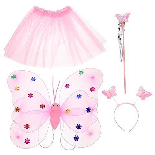 Veemoon Falda De Cosplay De Princesa Con Alas De Hada Para Niñas Disfraz De Ángel Con Falda De Tutú Decorativa Diadema y Varita Para Fiestas y Representaciones